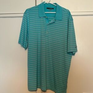 Men’s Blue Striped Greg Norman Golf Polo